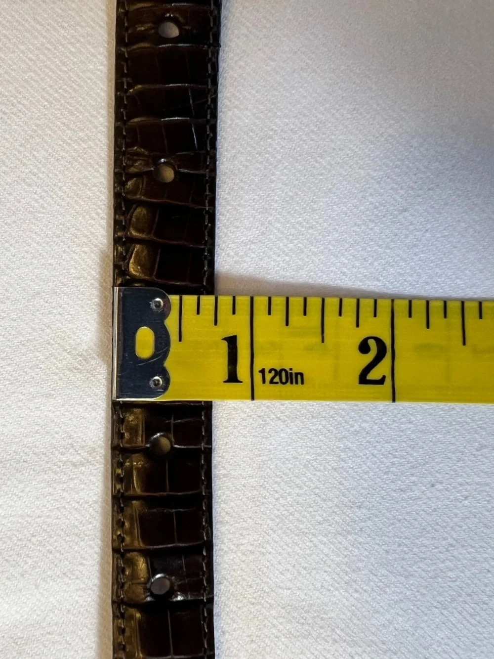 *FIRM PRICE* Brighton Dark Brown Faux Crocodile Leather Embossed Skinny Belt